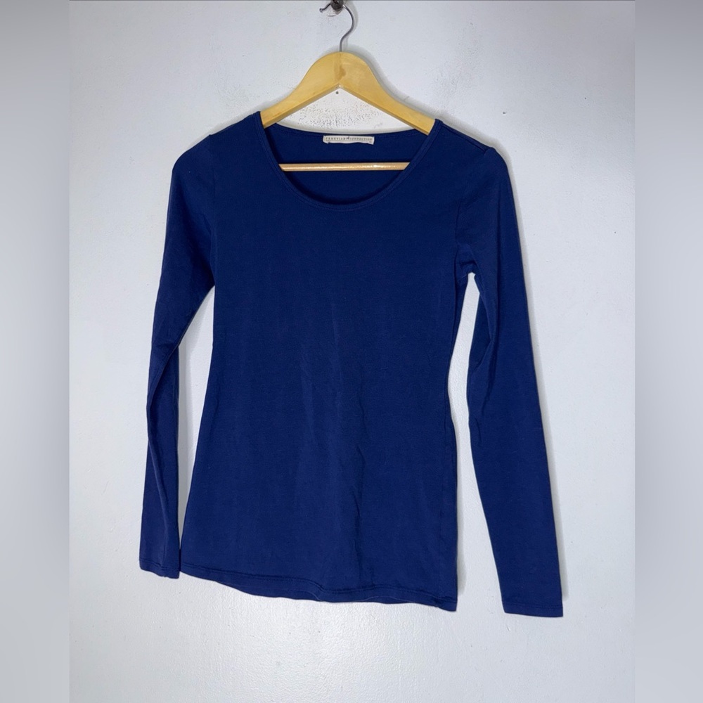peruvian connection Xs Blue Long Sleeve Round Neck Top